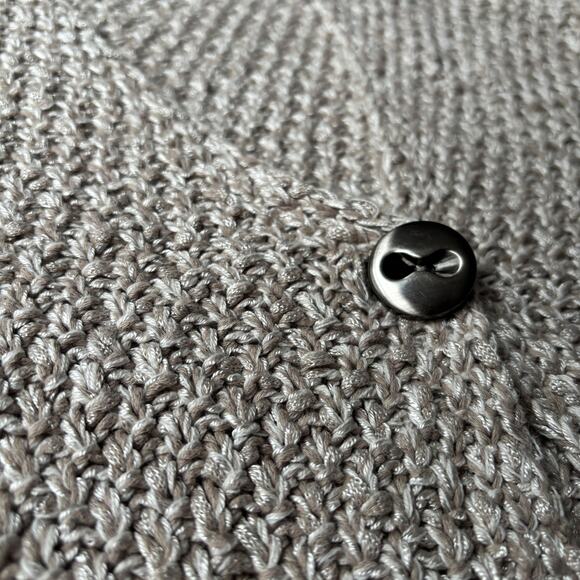 Small Cozy Shimmer Cardigan Beige Gold Metallic Knit Relaxed Y2K - Picture 7 of 7